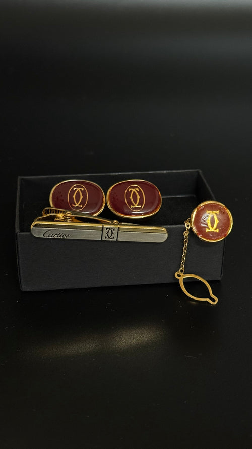 Cartier – spinki do mankietów + spinka do krawata + spinka do marynarki