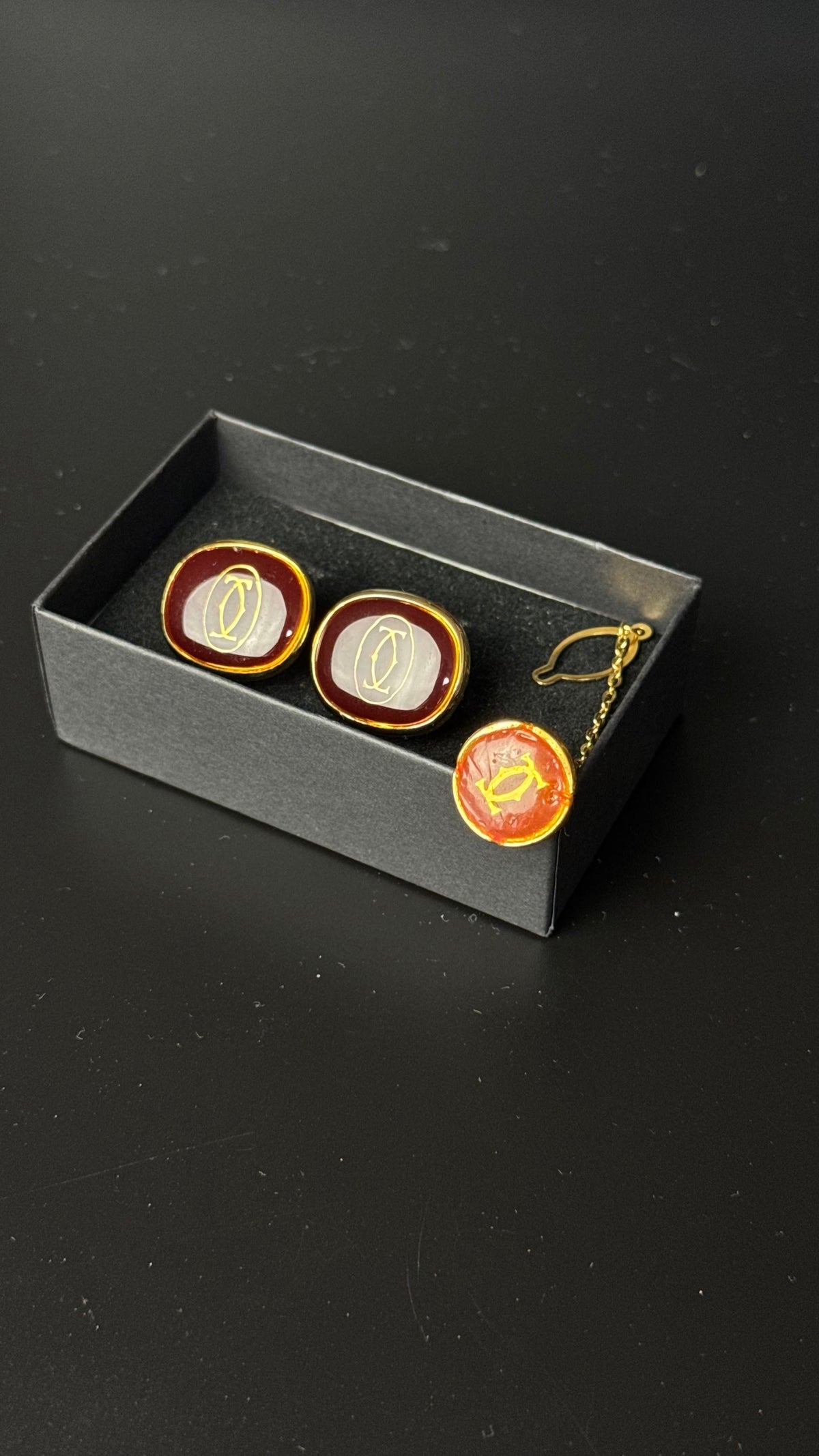 Cartier – spinki do mankietów + spinka do krawata + spinka do marynarki