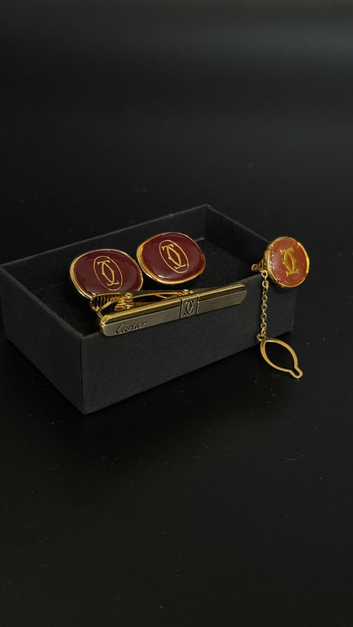 Cartier – spinki do mankietów + spinka do krawata + spinka do marynarki
