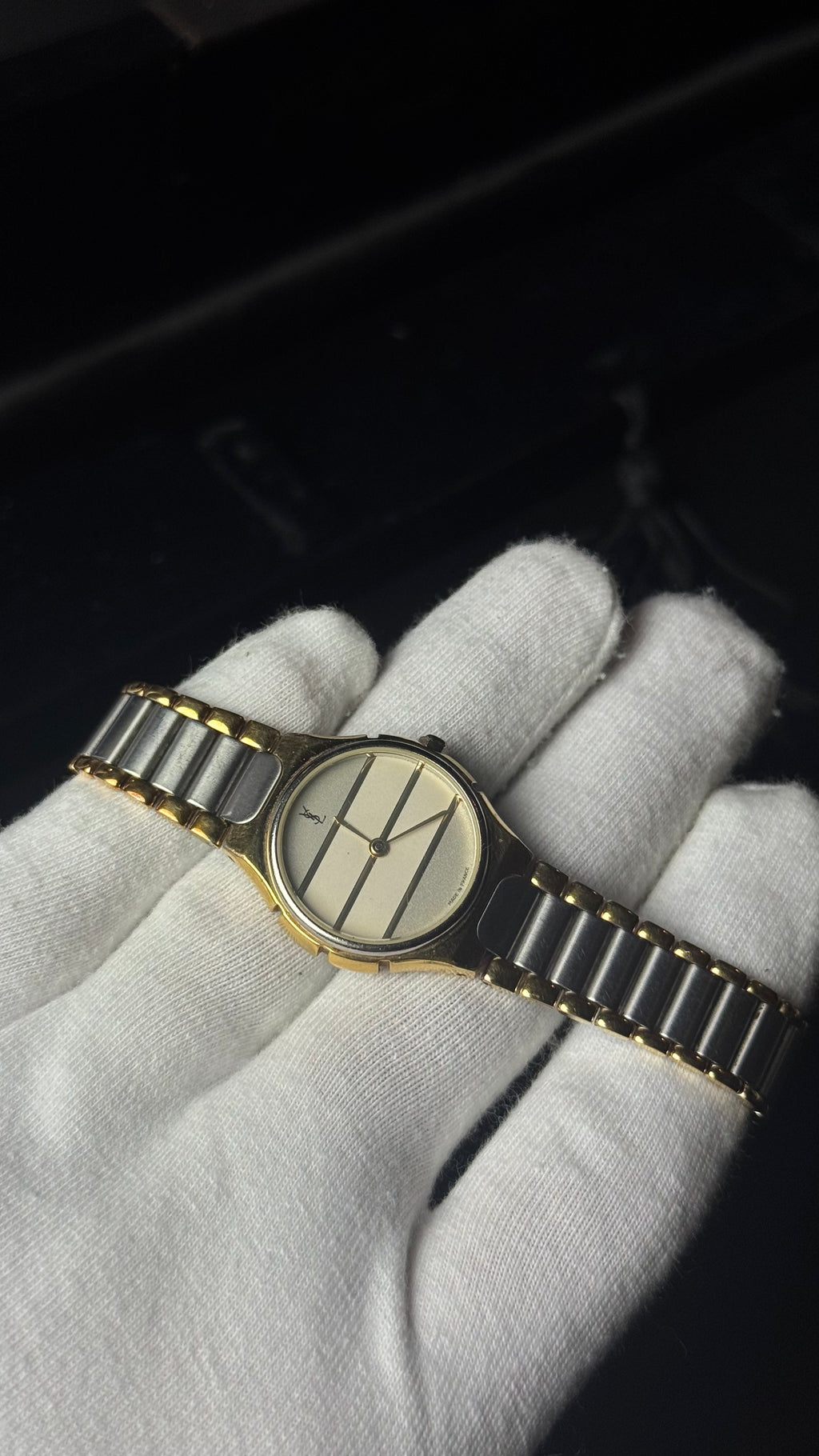 Yves Saint Laurent YSL srebrno-złota bransoleta