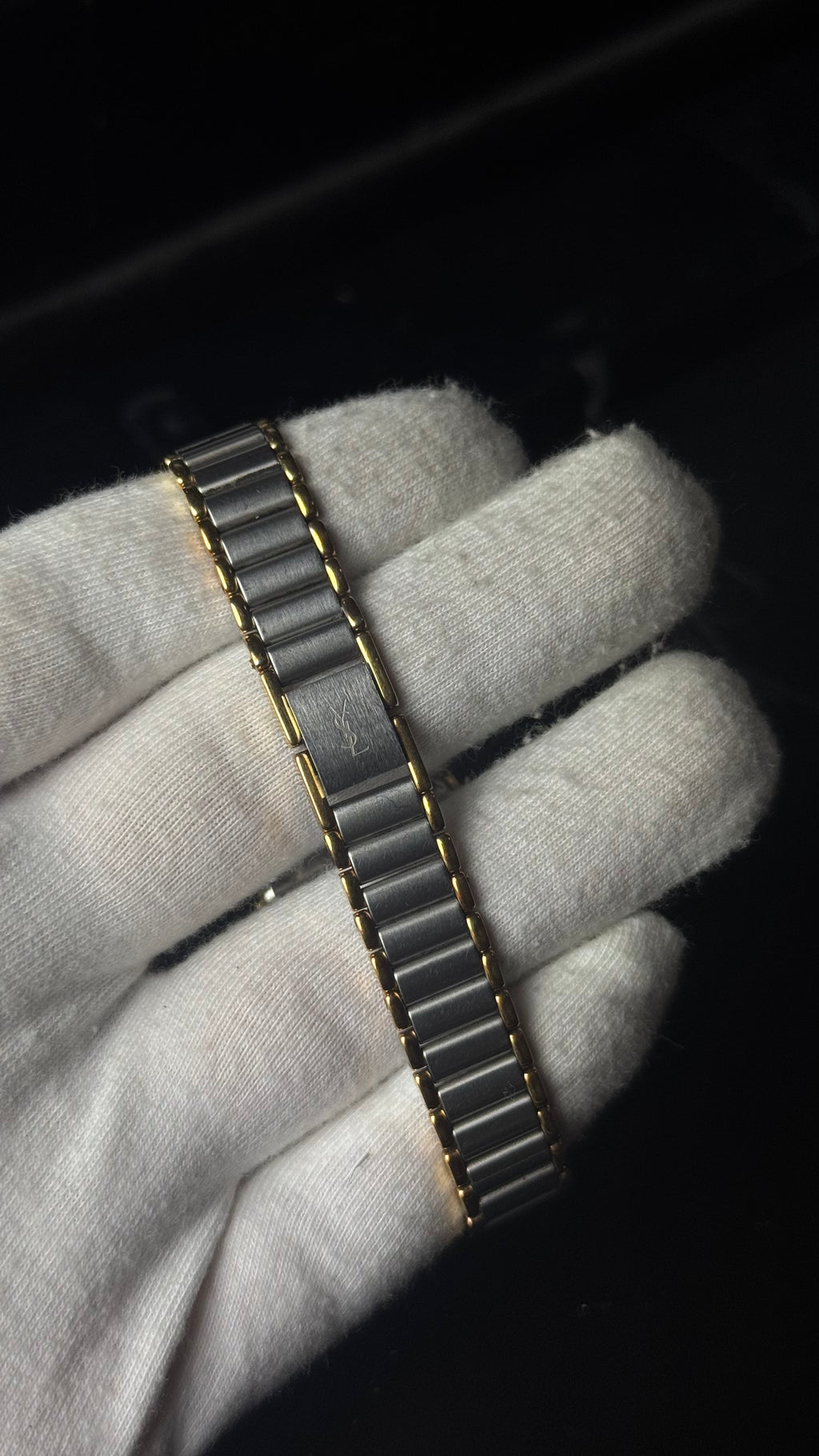Yves Saint Laurent YSL srebrno-złota bransoleta