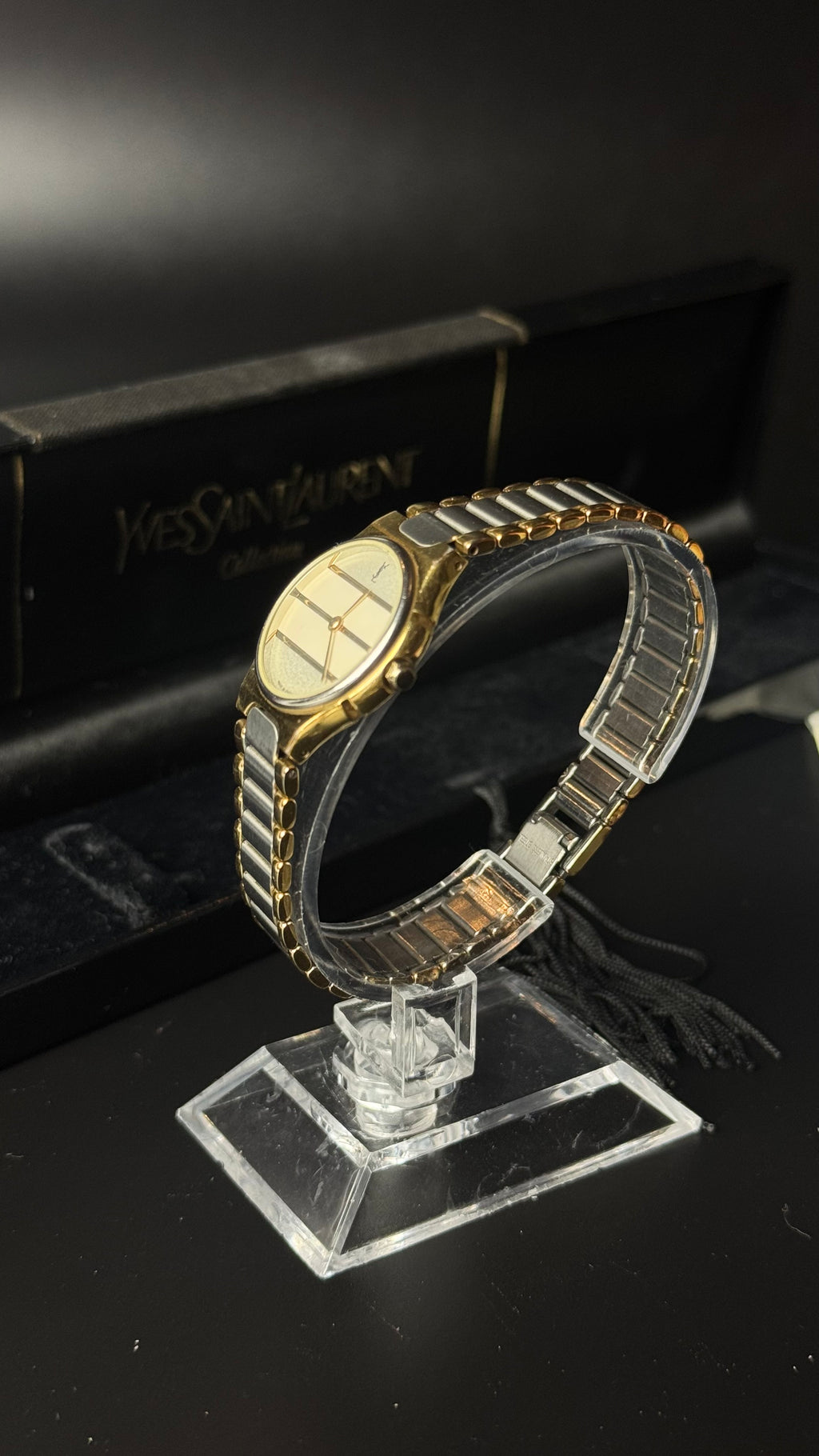 Yves Saint Laurent YSL srebrno-złota bransoleta