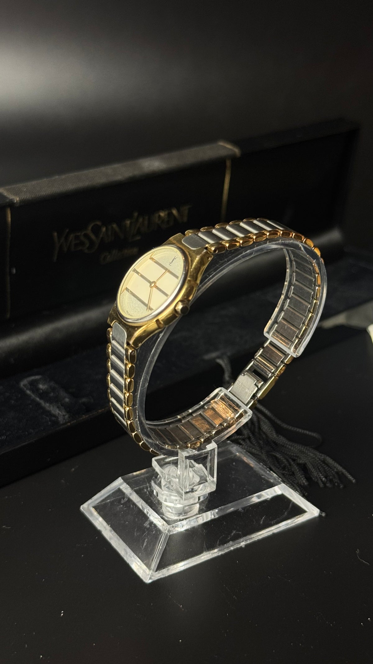 Yves Saint Laurent YSL srebrno-złota bransoleta