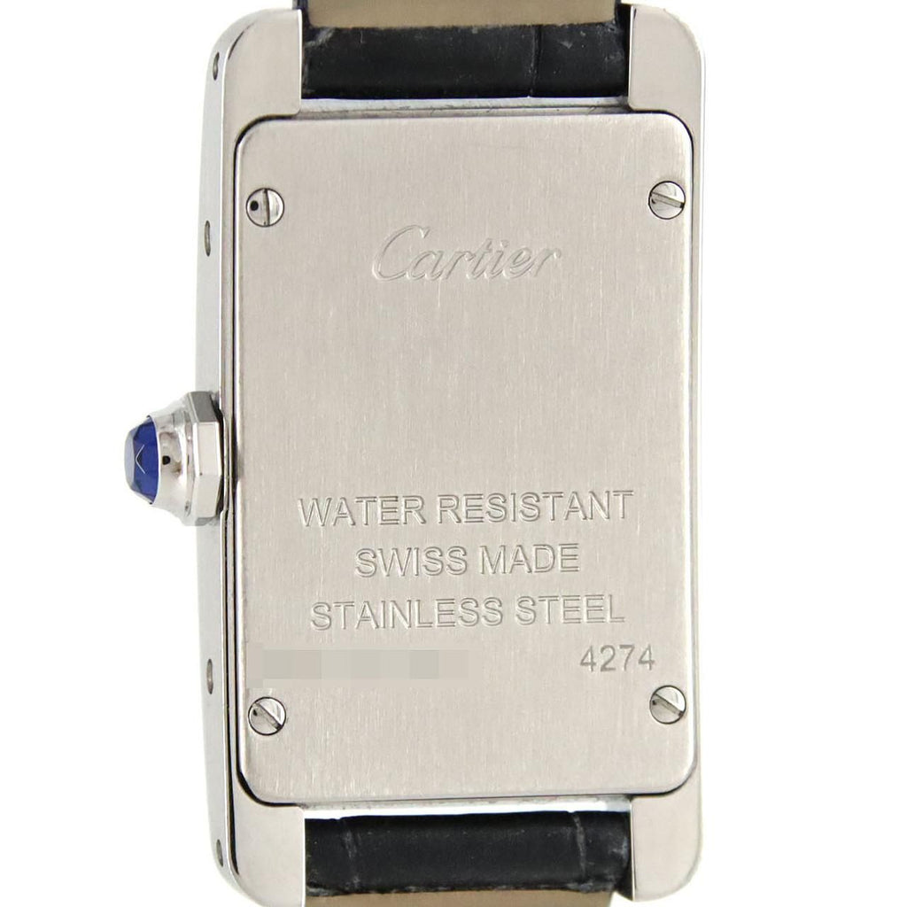 Cartier Tank Américaine SM WSTA0043 – srebrna tarcza z rzymskimi cyframi, niebieski pasek