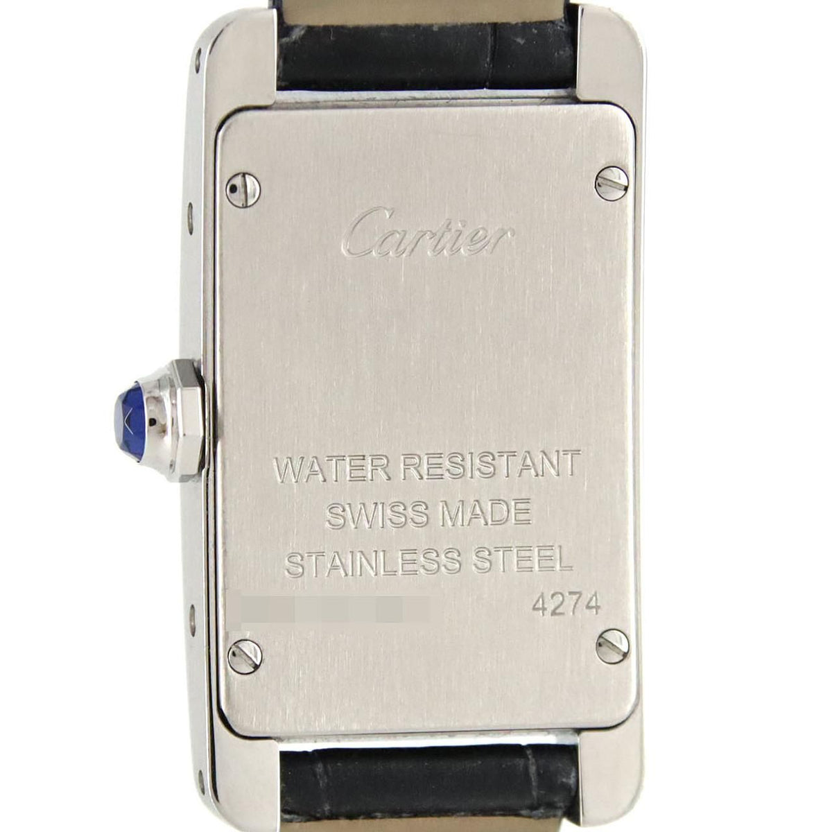 Cartier Tank Américaine SM WSTA0043 – srebrna tarcza z rzymskimi cyframi, niebieski pasek