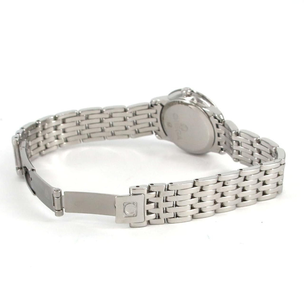Omega De Ville Prestige 424.10.24.60.55.001 – masa perłowa z 8 diamentami, stalowa bransoleta