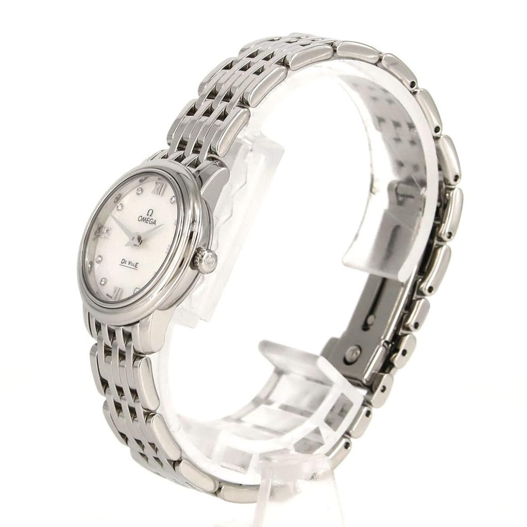 Omega De Ville Prestige 424.10.24.60.55.001 – masa perłowa z 8 diamentami, stalowa bransoleta