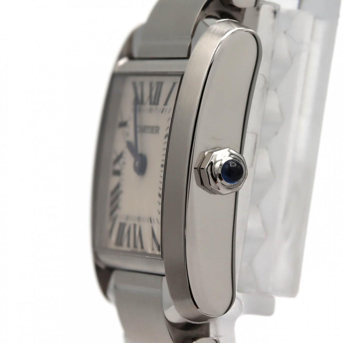 Cartier Tank Française SM W51008Q3 – srebrna tarcza z rzymskimi cyframi, stalowa bransoleta
