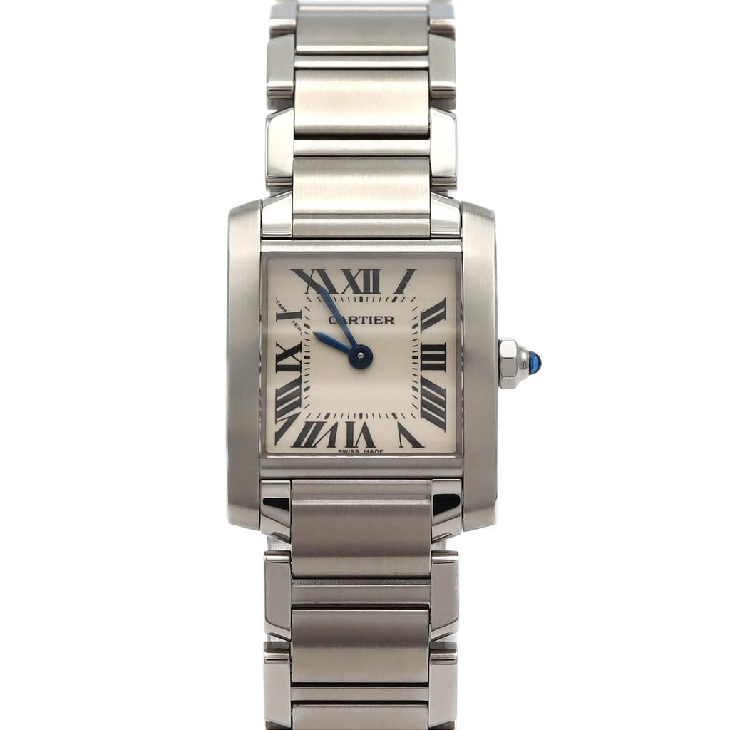 Cartier Tank Française SM W51008Q3 – srebrna tarcza z rzymskimi cyframi, stalowa bransoleta