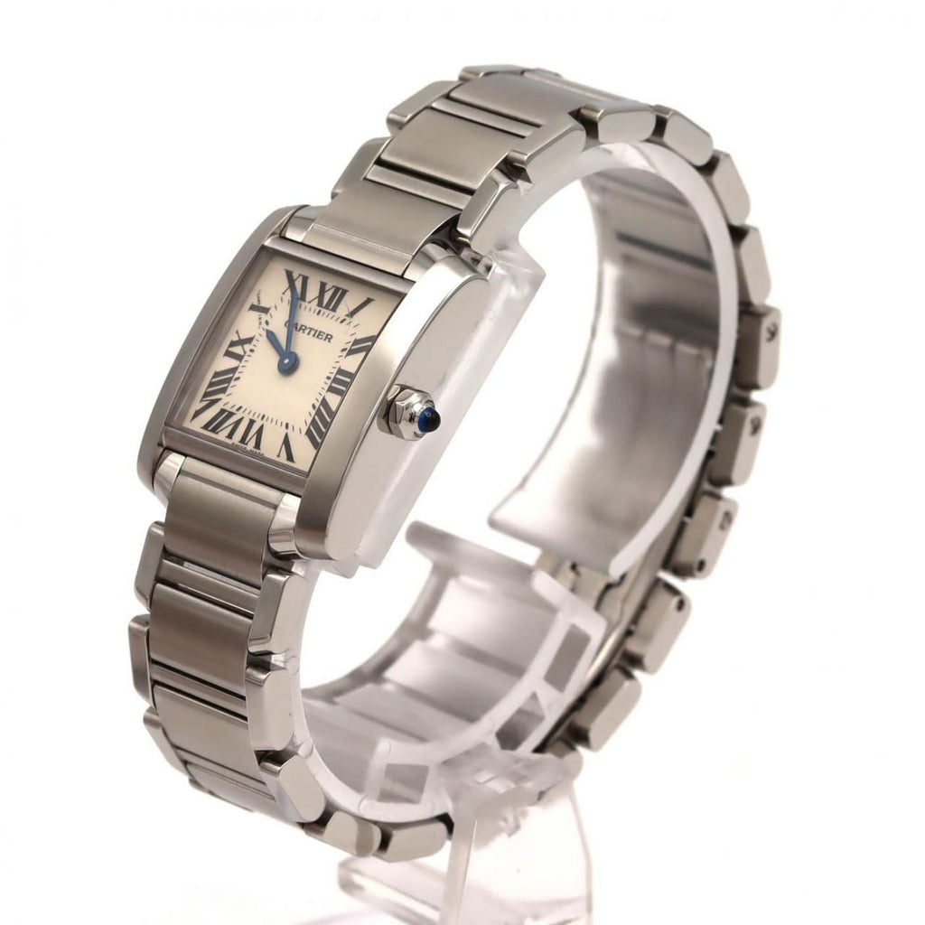 Cartier Tank Française SM W51008Q3 – srebrna tarcza z rzymskimi cyframi, stalowa bransoleta