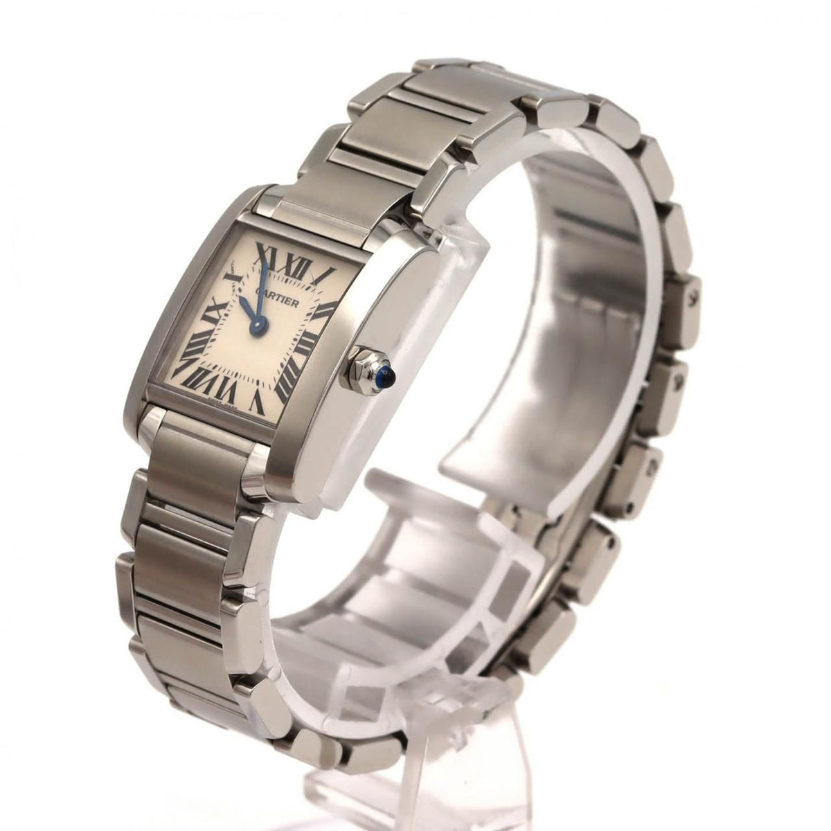Cartier Tank Française SM W51008Q3 – srebrna tarcza z rzymskimi cyframi, stalowa bransoleta