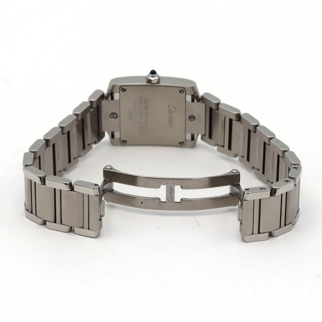 Cartier Tank Française SM W51008Q3 – srebrna tarcza z rzymskimi cyframi, stalowa bransoleta