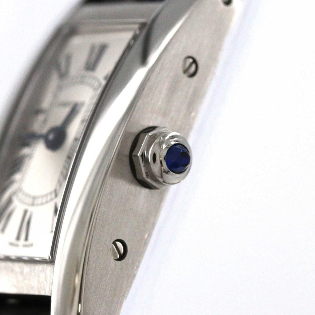 Cartier Mini Tank Américaine WSTA0032 – srebrna tarcza z rzymskimi cyframi, czarny pasek