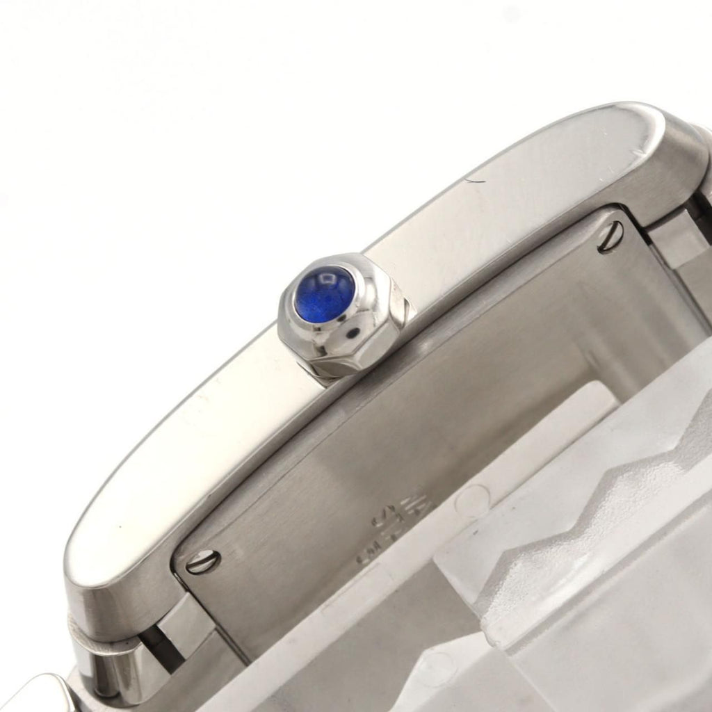 Cartier Tank Française MM W51011Q3 – datownik, srebrna tarcza, stalowa bransoleta