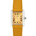 Cartier Must Tank SM W1017654 – srebrna koperta, pomarańczowa tarcza, żółty pasek