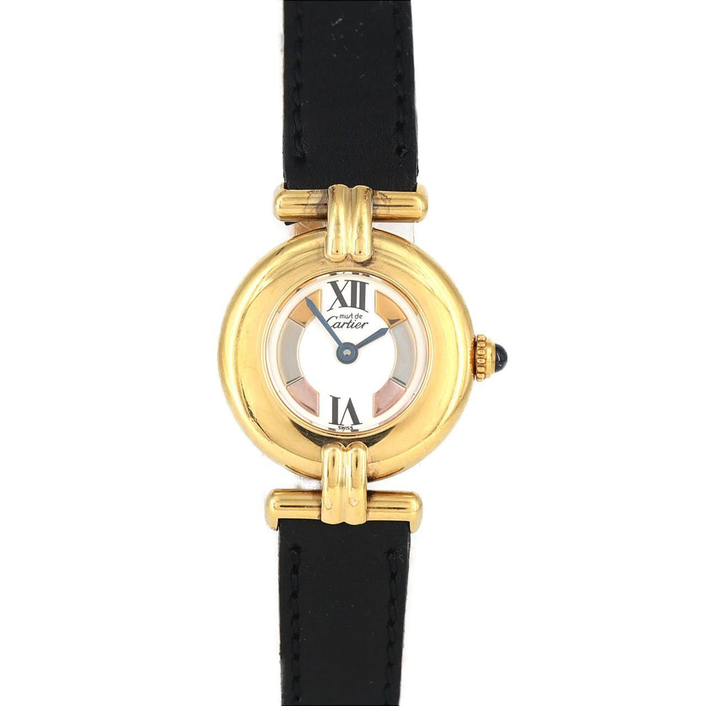 Cartier Must Colisée SM W1006654 – złocona koperta, czarny pasek
