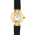 Cartier Must Colisée SM W1006654 – złocona koperta, czarny pasek