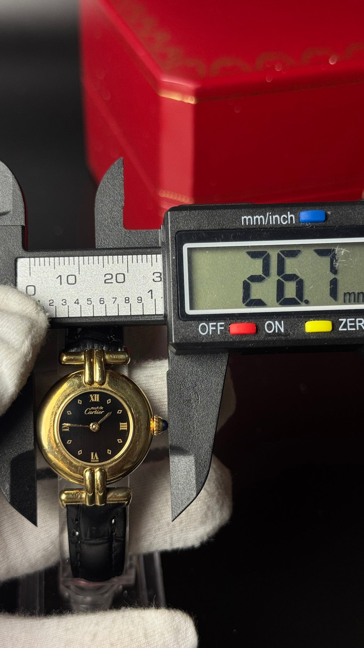 Cartier Must de Cartier Vermeil – zegarek vintage z czarną tarczą i złoconą kopertą