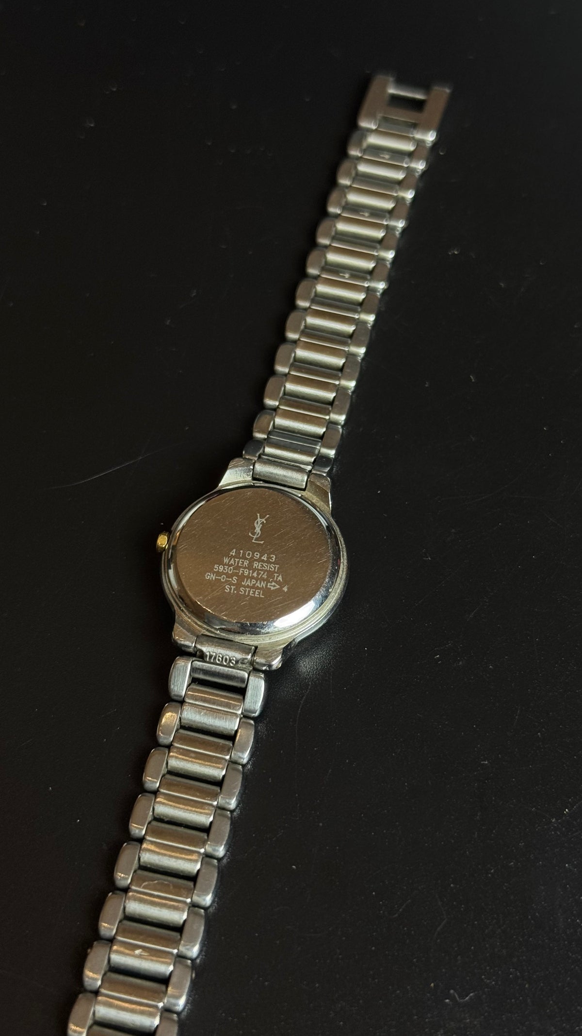Yves Saint Laurent YSL – damski zegarek vintage z niebieską tarczą