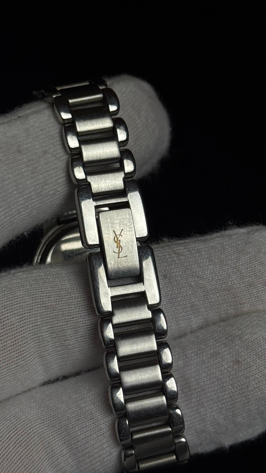 Yves Saint Laurent YSL – damski zegarek vintage z niebieską tarczą