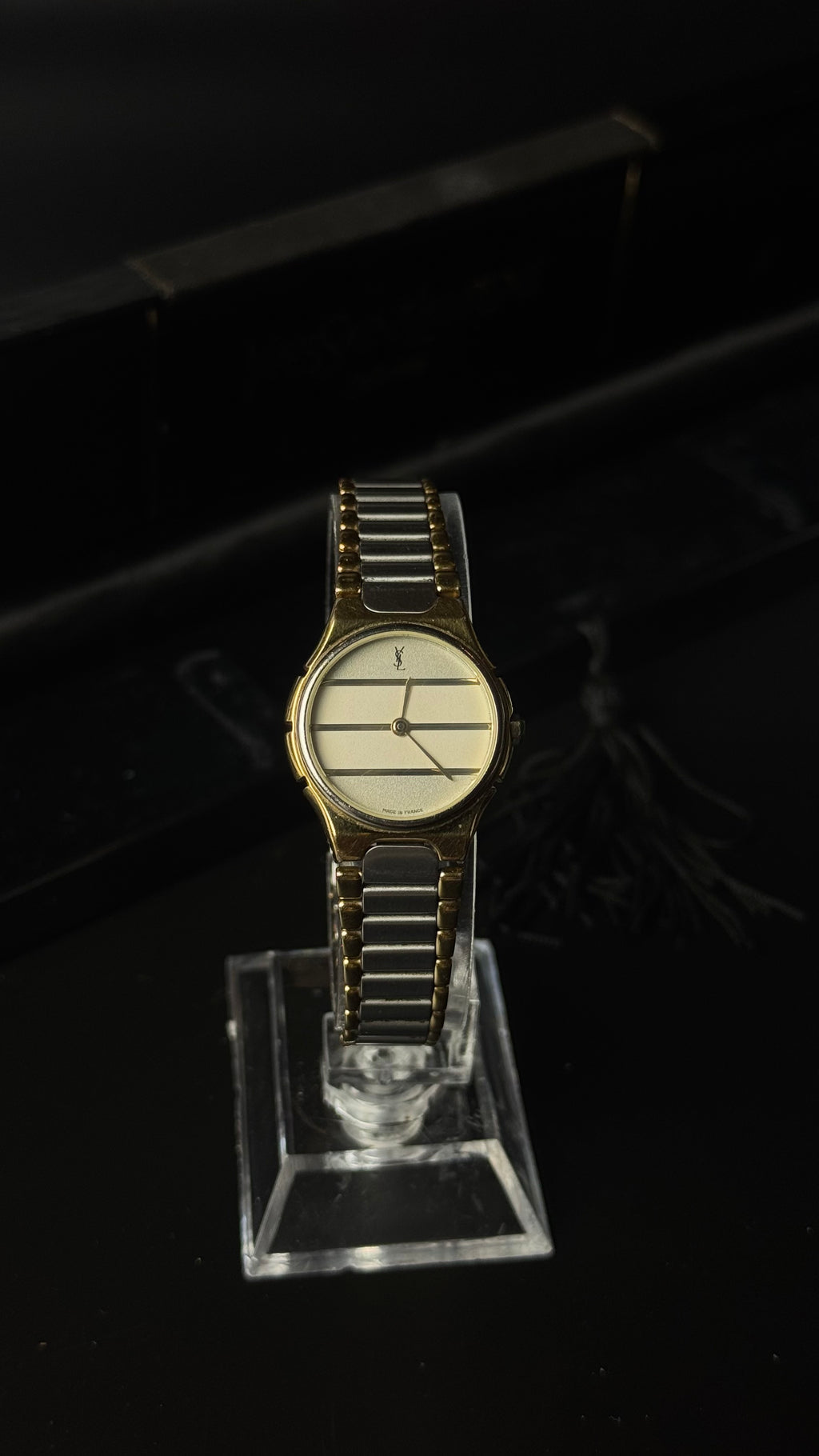 Yves Saint Laurent YSL srebrno-złota bransoleta