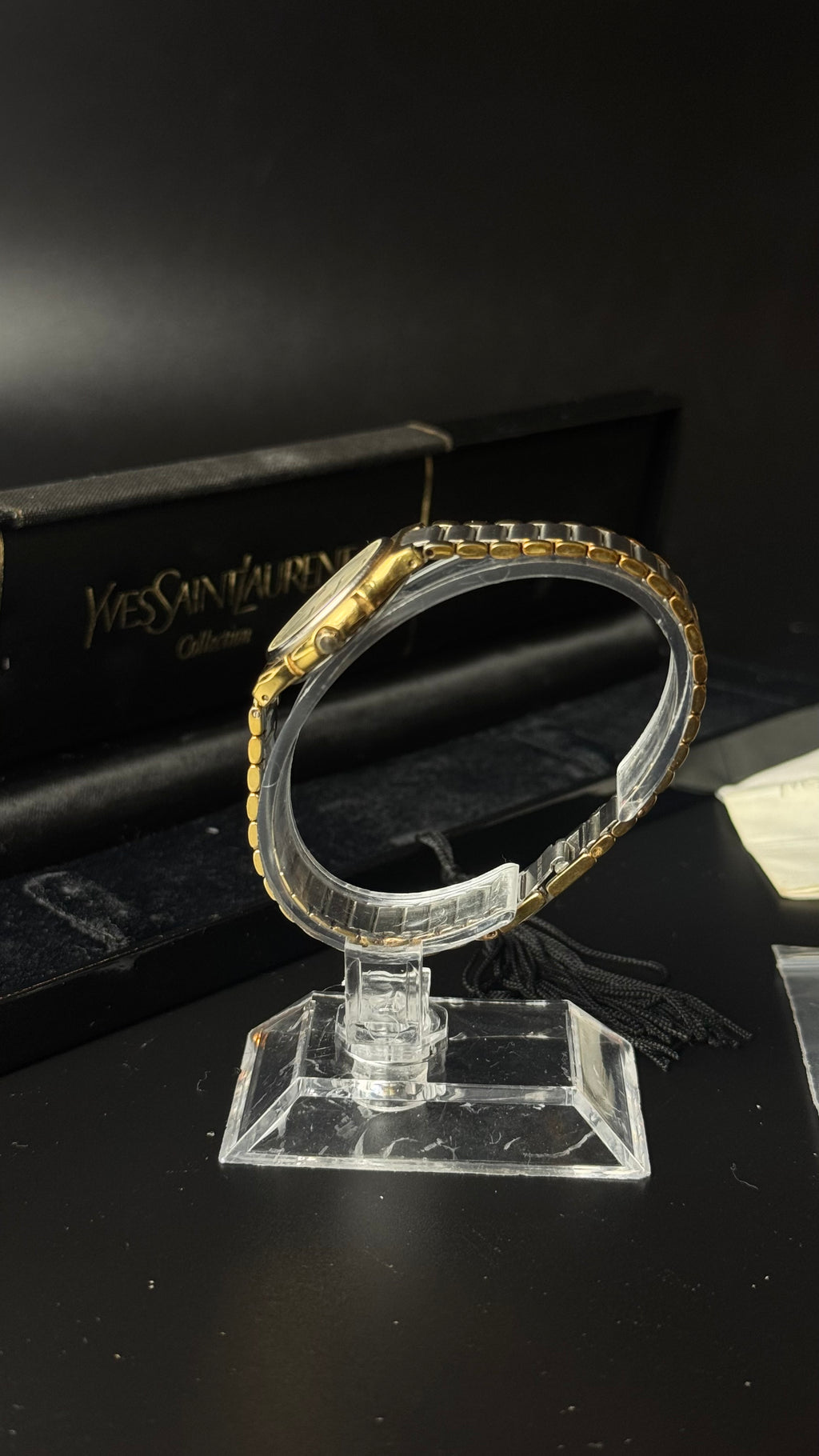 Yves Saint Laurent YSL srebrno-złota bransoleta