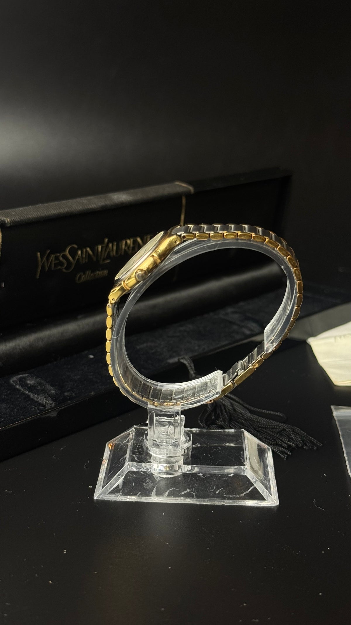 Yves Saint Laurent YSL srebrno-złota bransoleta