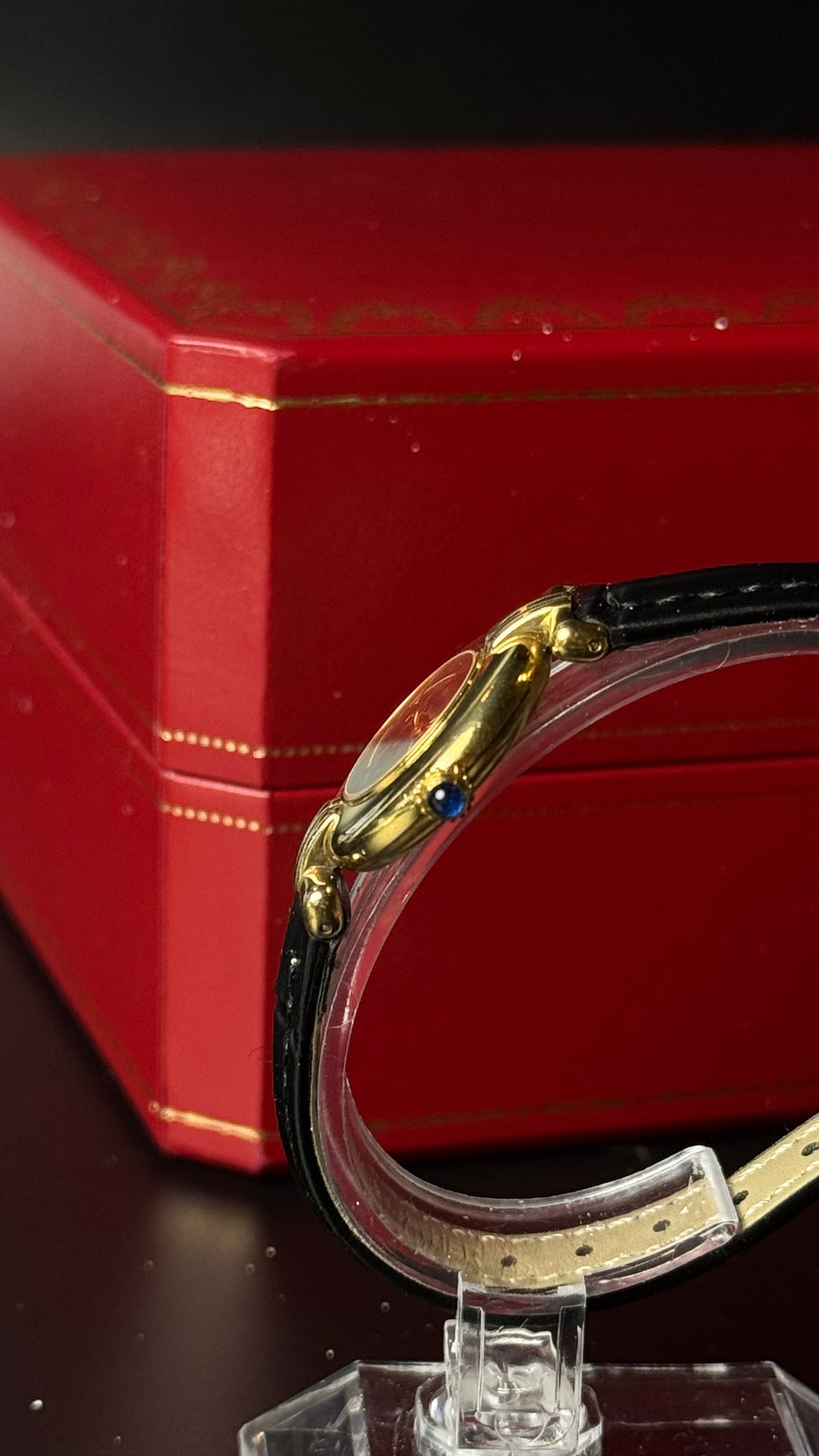 Cartier Must de Cartier Vermeil – zegarek vintage z czarną tarczą i złoconą kopertą