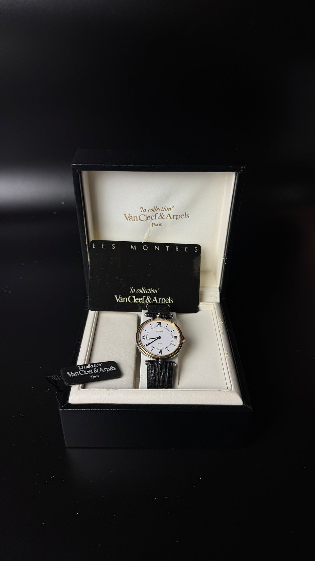 Van Cleef & Arpels La Collection – zegarek vintage z białą tarczą i dwukolorową kopertą